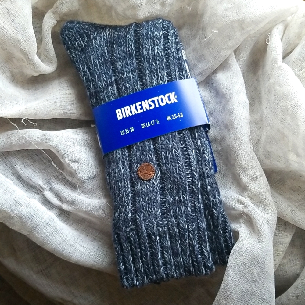 Birkenstock Sydney Blue Melange Cotton Socks Small • 35-38 EU